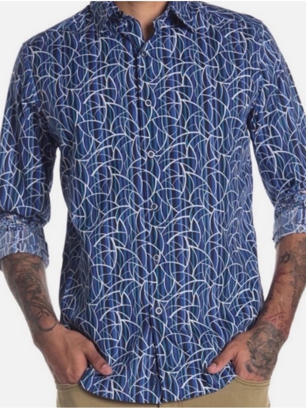 Robert Graham “Silver City” Men’s Button Front Shirt Classic Fit Medium